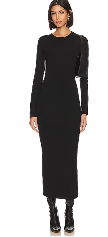 New Good American Good Touch Long Sleeve Maxi Dress Women's O Little Black Dress